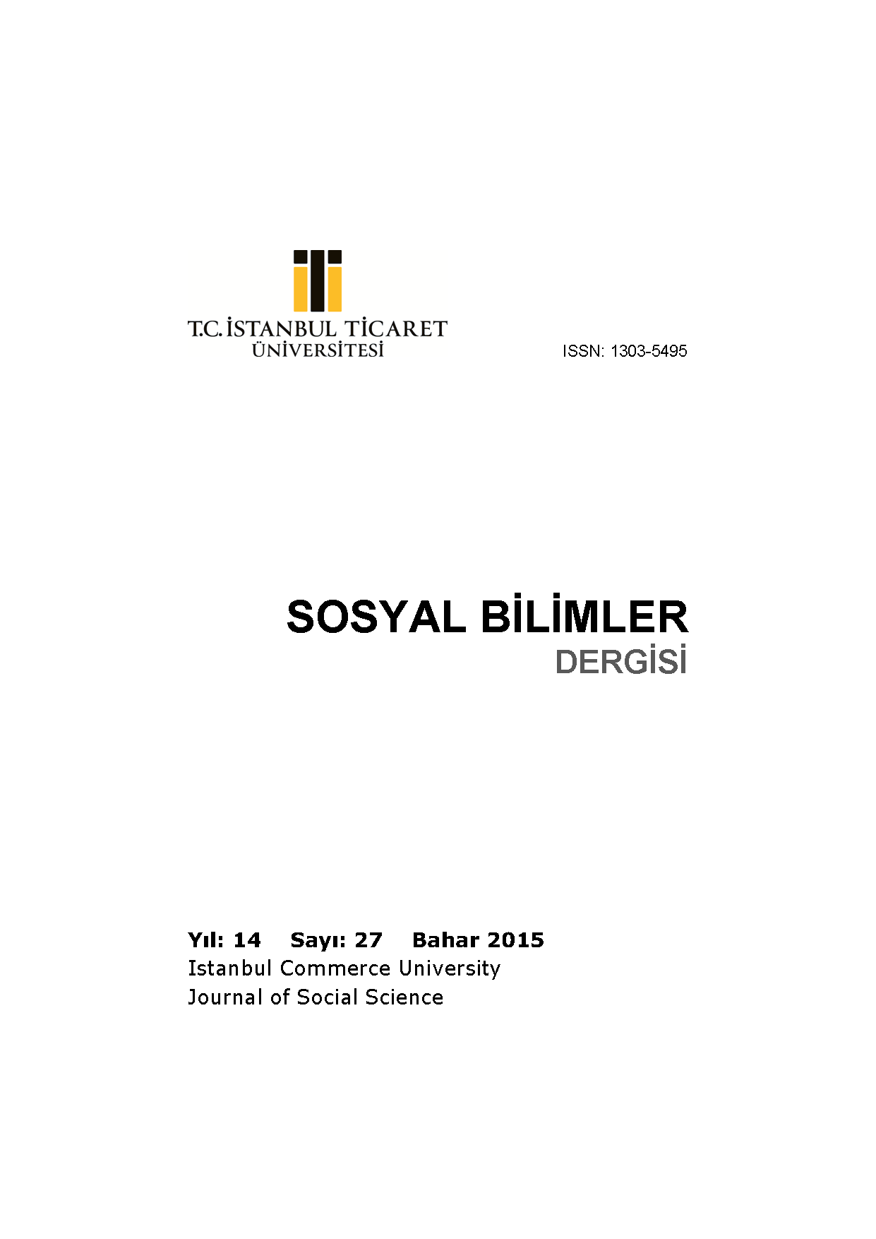 İstanbul Ticaret Üniversitesi Sosyal Bilimler Dergisi